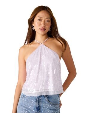 Steve Madden Women's Lorenna Sequin Halter Neck Top